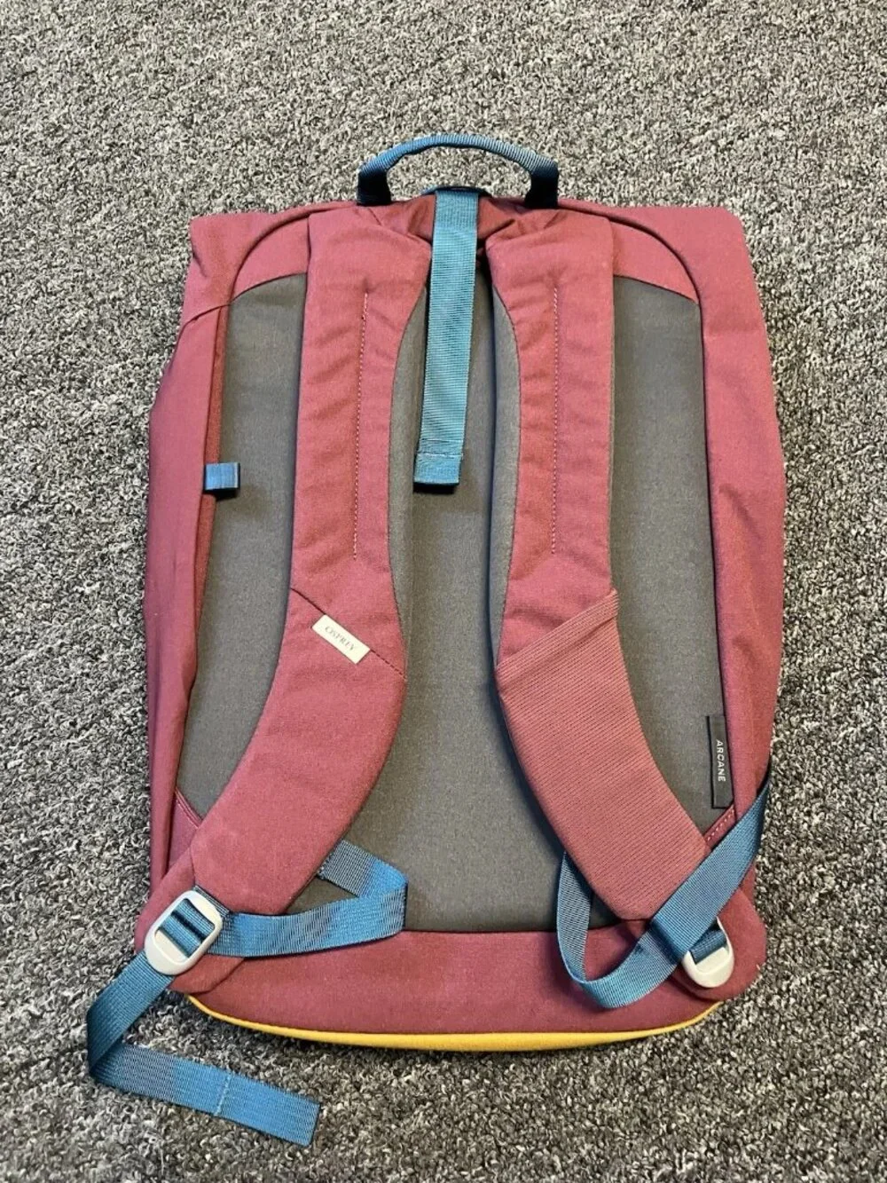 Osprey Arcane Roll Top Commuter Bag – 24L Laptop Backpack in Red and Brown NWT